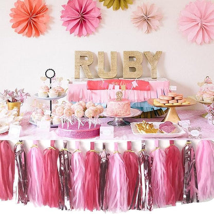 30pcs Paper Tassels Garland Banner Tissue Paper Tassel DIY Hanging Paper Decorations Party Tassel Garland Decor Baby Shower Nursery Wedding Festival Baby Shower Decoration(30, Pink Set)