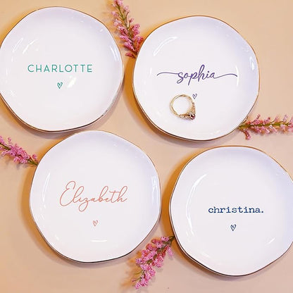 Personalized Ring Dish with Name – Custom Jewelry Tray Gift for Women, Bridesmaids, Mom, Grandma, or Best Friends – Elegant Personalized Trinket Dish for Wedding, Birthday, Christmas, Mother’s Day