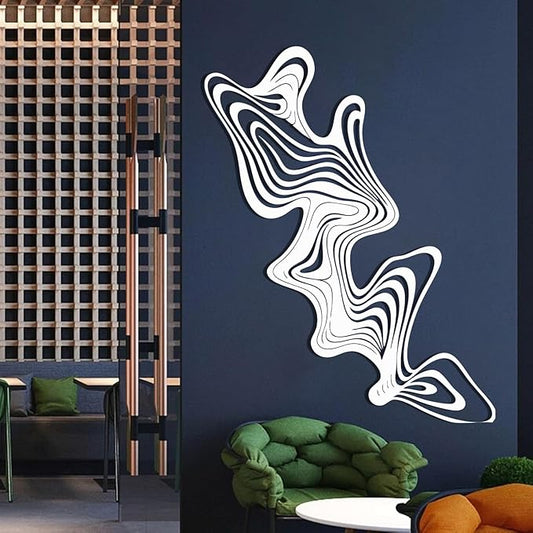 Abstract Line Metal Wall Art,Abstract Metal Wall Art,Abstract Metal Line Art Wall Decor,Metal Line Art,Abstract Wall Art,Modern Wall Art,Living Room Decor (White, 30x39inch / 77x100cm, metal wall art)