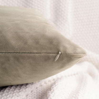 HWY 50 Taupe Velvet Rectangular Throw Pillow Covers 12x20 Inch, Pack of 2 Soft Cozy Solid Decorative Luxury Cushion Cases for Couch Sofa Bed Living Room Bedroom