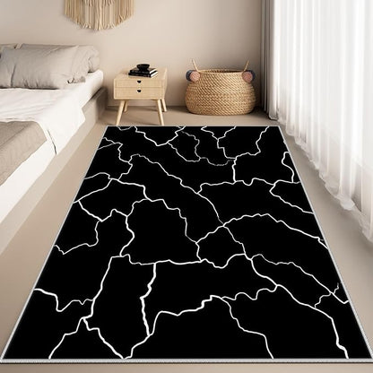 Abstract Rugs for Living Room - Modern Washable Area Rug, 8x10 Abstract Black and White Rug, Minimalist Rugs,Carpet Non Slip Home Decor