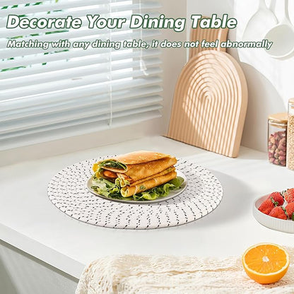 Round Woven Placemats Set of 8 Heat Resistant Placemats 13.5 Inches Farmhouse Cotton Rope Place Mats for Dining Tables Trivets for Hot Dishes, Grey Set