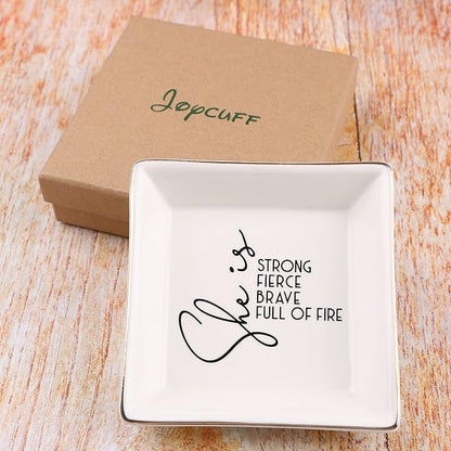 JoycuFF Motivational Women Gifts Inspirational Birthday Thanksgiving Day Christmas Gifts for Best Friends Mom Sister Niece Trinket Dish Tray Jewelry Ring Holder