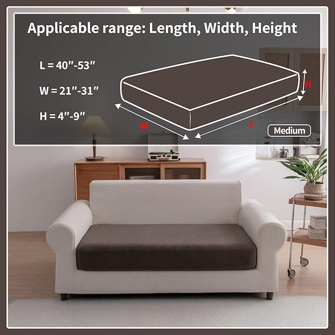 Sectional Couch Covers, Wear Resistant Stretch Sofa Covers Washable Soft Couch Cushion Covers Anti Slip Furniture Protector Sofa Slipcovers for Pets (1 Piece Loveseat Cover, Brown)