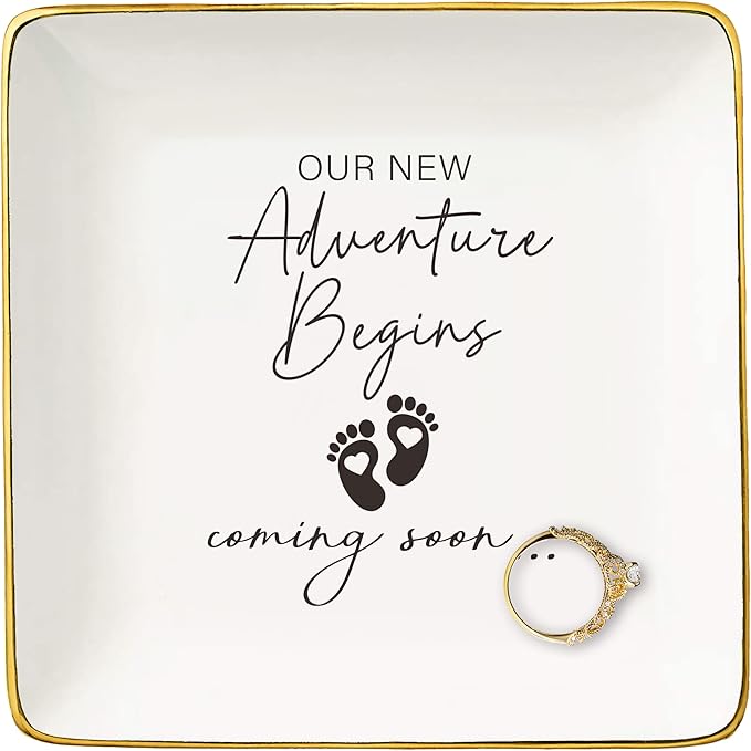 NZY Baby Pregnancy Announcement Gifts-Promoted to Grandma,Aunt,Godmother-Baby Coming Soon-New Baby Reveal Gifts for Mom Sister Friends-Mothers Day Christmas Gift-Jewelry Tray Trinket Holder Ring Dish