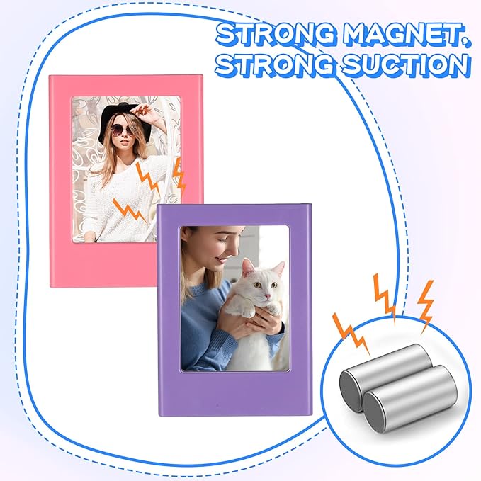 Konohan 6 Packs Magnetic Photo Picture Frame Refrigerator Magnets Holds 3.5 x 2.6 Inch Colorful Mini Table Picture Frames for Fridge Compatible with Fujifilm Instax Small Polaroid
