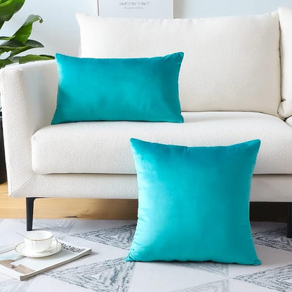 Artscope Luxury Velvet Pillow Covers Super Soft Decorative Square Throw Pillow Covers Case Cushion Covers for Sofa Couch Bedroom Car Decor 22x22 Inch Turquoise