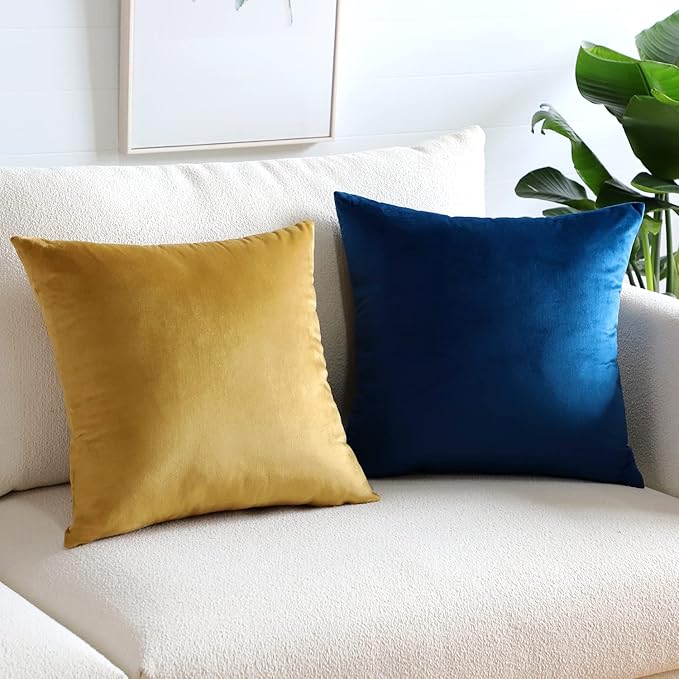 Artscope Luxury Velvet Pillow Covers Super Soft Decorative Square Throw Pillow Covers Case Cushion Covers for Sofa Couch Bedroom Car Decor 20x20 Inch Gold
