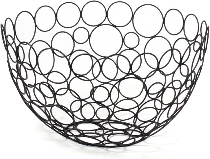 Spectrum Diversified Circles Round Fruit Bowl, Contemporary Kitchen Vegetable & Fruit Basket, Geometric Modern Kitchen Countertop Food Storage, Shapes Sleek Steel Produce Storage