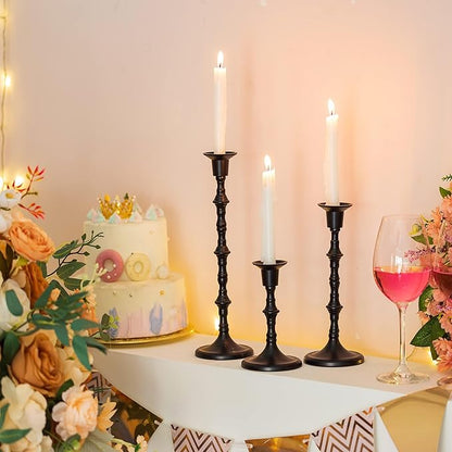 Black Taper Candle Holders: Tall Candlestick Holders Decorative Candle Stick Holder for Halloween Christmas Thanksgiving Kwanzaa Shabbat Table Living Room Mantle Decor Set of 6