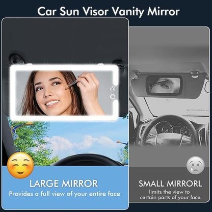Led Car Sun Visor Vanity Mirror, Large Interior Mirrors with Lights, Dimmable Light up Vanity Makeup Mirror for Car,Rechargeable Rearview Mirrors for Sun Visor (White)