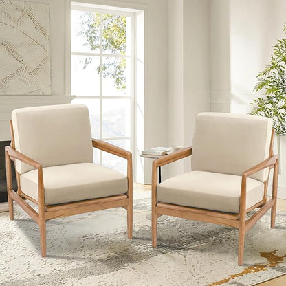 H.VERSAILTEX Chair Slip Covers with Arms 2 Piece Sofa Covers Super Stretch Cushion Covers for Modern Living Room Chair Soft Accent Chair Cover(Seat Cushion Cover Plus Back Cushion Cover, Ivory)