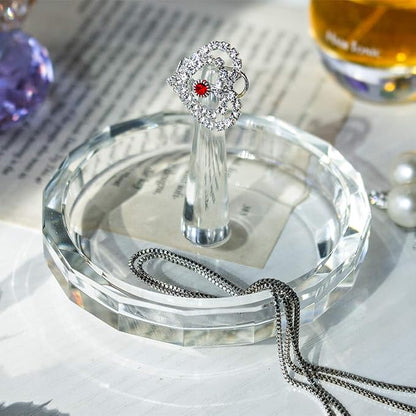 H&D HYALINE & DORA H&D Well-Crafted Crystal Glass Wedding Ring Holder Clear-round 2