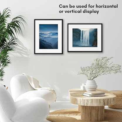 Americanflat 13x16 Picture Frame with Polished Plexiglass - Use as 9x12 Frame with Mat or Display 13x16 Photo Without Mat - Streamline Collection - Thin Border Picture Frames for Wall - Black