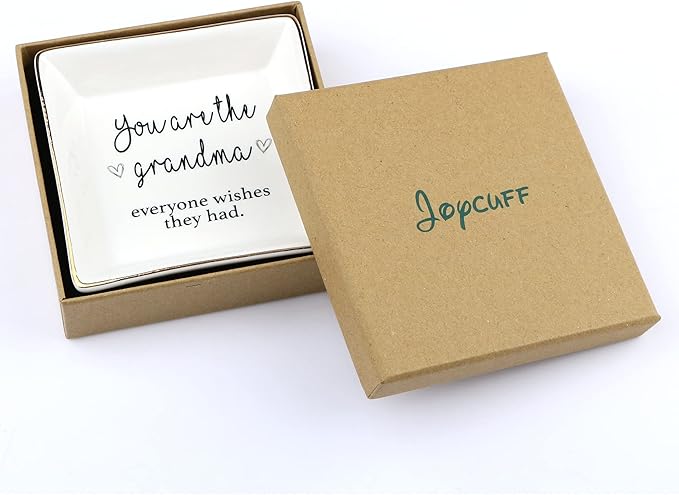JoycuFF Grandmother Birthday Gifts for Women Ceramic Trinket Dish Tray Jewelry Ring Holders Unique Grandma Gifts for Her Mother's Day Thanksgiving Day Christmas