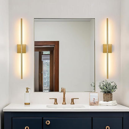 Gold Battery Operated Wall Sconces, Dimmable Wall Sconces with Remote Control, Rechargeable Sconces Wall Lighting, 40″ LED Wireless Wall Lights for Bedroom, Living Room, Bathroom