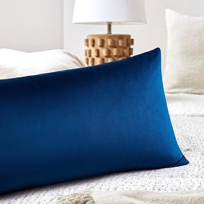Artscope Luxury Velvet Lumbar Pillow Cover Super Soft Decorative Rectangle Throw Pillow Covers Case Cushion Covers for Sofa Couch Bedroom Car Decor 14x36 Inch Navy Blue