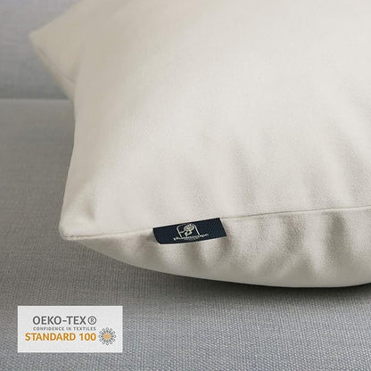 Phantoscope Pack of 2 Velvet Decorative Throw Decorative Pillow Cover Soft Solid Square Cushion Case for Couch Off White 26 x 26 inches 65 x 65 cm