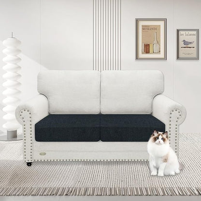 MAXIJIN Waterproof Couch Cushion Covers Stretch Sofa Seat Slipcovers Washable，Sectional Outdoor Cushion Covers with Elastic Bottom for Dogs Pets Kids (2 Pc Cushion Cover, Dark Gray)