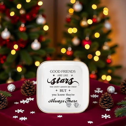 Christian Jewelry Dish Gifts for Women,Personalized Confirmation Jewelry Tray Gifts for Teen Girls，Baptism Gifts for Girl with Bible Verse for Birthdays Christmas (Good Friends)