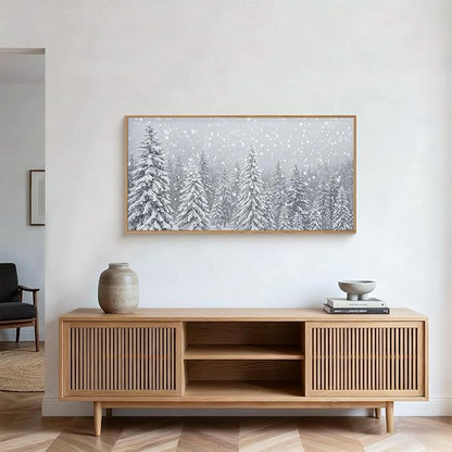 Aryroi Winter Snow Covered Forest Framed Canvas Wall Art Set,Snowy Woodland Wall Decor,Wilderness Pine Tree Art Prints,Natural Botanical Landscape Artwork for Living Room, Bedroom,Farmhouse-40 x20 x1