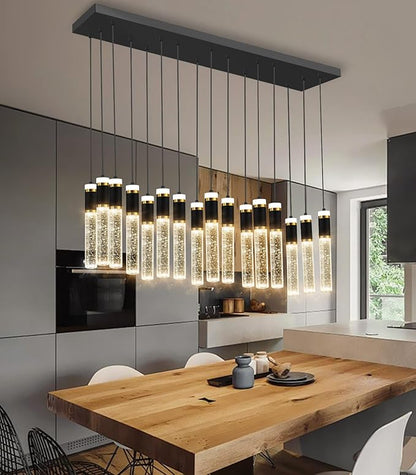 16-Lights Modern Cystal for Kitchen Island LED Dimmable Pendant Lighting Fixture Crystal Chandelier Light Fixtures for Dining Room