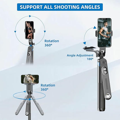 Selfie Stick Phone Tripod-71 Cell Phone Holder with Remote, 1/4" Screw Thread Adapter, Travel Tripod for Recording, Video and Picture, Compatible with iPhone, Android, Camera & Gopro