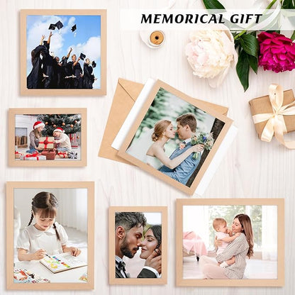10x10 Frame Natural Woodgrain,Rustic 10x10 Picture Frame Beige, Art Pic Hanging Poster Frame, 10 by 10 Gallery Family Concert Portrait Photo Frame Anniversary/Birthday/Wedding/Thank you/Christmas Gift