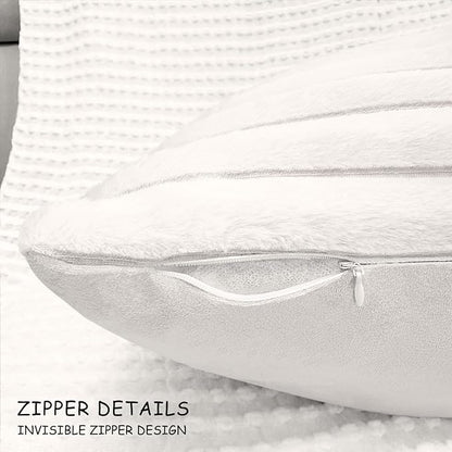 2 Pack 12x20 Pillow Cover Velvet Pillow Covers, Faux Fur Oblong Throw Pillow Covers for Living Room Decorations Throw Pillow Case, Throw Pillow Cover Cushion Cover for Home Sofa Bedroom Car, White