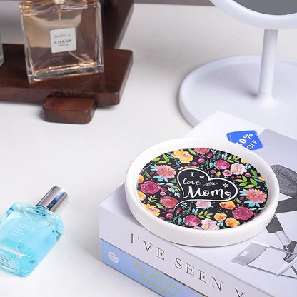 Potiera Ceramic Jewelry Tray, Decorative Ring Holder, Trinket Dish for Earrings Necklaces Watch Keys, Mother of the Bride Wedding Gifts, Mother's Day Birthday Christmas Gifts for Mom from Daughter