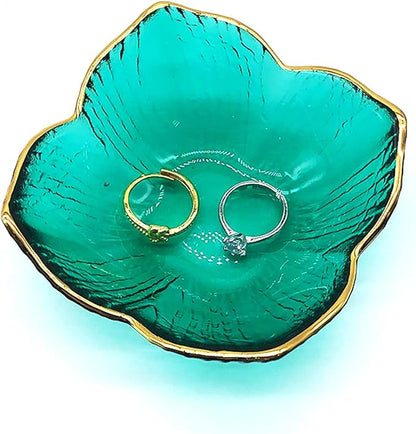 Flower Small Ring Dish Jewelry Tray, Glass Jewelry Dish for Women, Nightstand Decor Jewelry Plate Trinket Dish, Bathroom Jewelry Holder Dish, Jewelry Bowl for Rings, Earrings, Key Dish Gifts