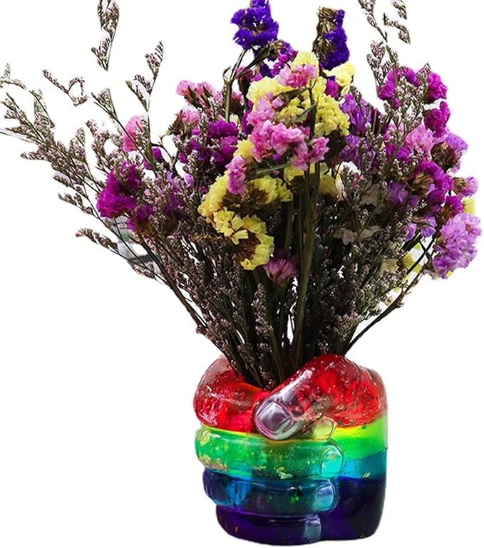 Fist Silicone Flower Pot Concrete Mold Succulent Planter Molds Vase Left Right Hand Pen Holder Storage Box Mould Epoxy Resin Clay Cement Moulds (Right Hand)