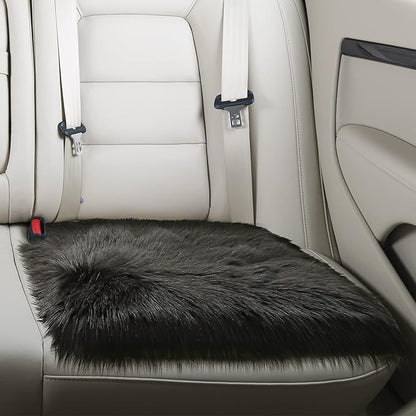 Softlife Black Faux Fur Sheepskin Chair Cover Seats Cushion Pad Super Soft Area Rugs for Living Bedroom Sofa Dorm (1.6ft x 1.6ft)