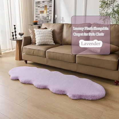 1700GSM Fuzzy Faux Sheepskin Fur Area Rug,Extra Soft Faux Fur Mat,Fluffy Shaggy Fur Rug for Bedroom Living Bedside Rug Room Decor-Lavender, 2 x3 ft