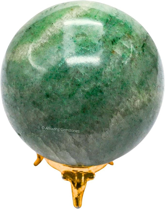 Amazing Gemstone Green Aventurine Crystal Ball with Stand - 3 Inches Large Crystal Sphere Meditation Balls for Witchcraft and Decorative Balls