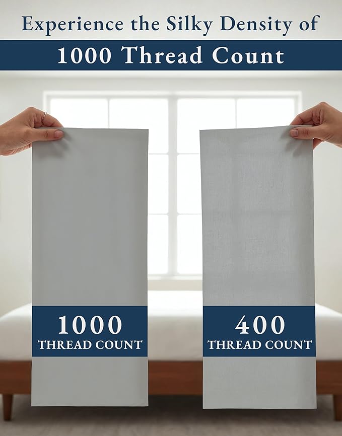 LANE LINEN 100% Cotton Full Bed Sheets - 1000 Thread Count, Sustainably Produced Luxury Hotel Like Thick Full Size Sheets Set, Naturally Temperature Regulating Machine Washable Cotton Sheets - Silver