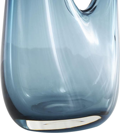 Deco 79 Glass Abstract Decorative Vase Ombre Centerpiece Vase with Cutout Handle and Elongated Opening, Flower Vase for Home Decoration 9" x 4" x 16", Blue