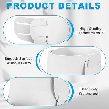 PATIKIL 2Pack Leather Desk Organizer, Leather Pencil Pen Holder Jewelry Valet Tray Hair Accessories Organizer for Bedroom Drawer Office Key Wallet Watch Pen Pencil Glasses, White