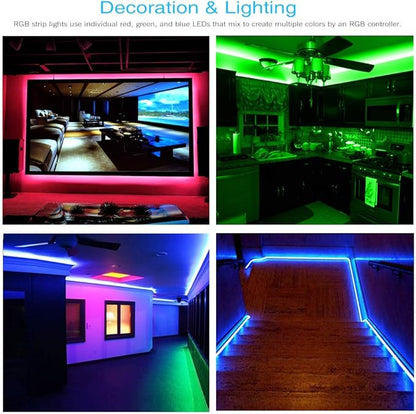 DAYBETTER LED Lights 65.6ft, 5050 RGB Led Strip Lights Flexible Color Changing Remote Control Led Light Strips, 2 Rolls of 32.8ft Led Lights for Bedroom, Living Room, Party Home Decor