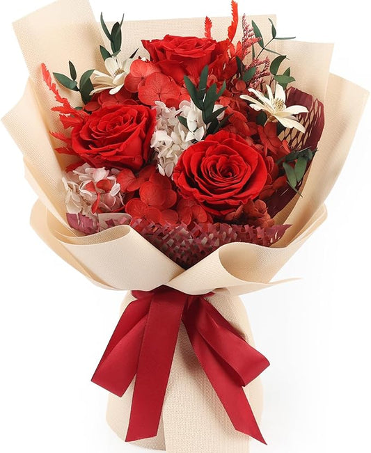 Preserved Flowers Bouquets That Last 3-5 Years Real Forever Flowers Rose Bouquet for Mom Anniversary Birthday Thanksgiving Christmas Gift for Women Grandma Wife Friends Her
