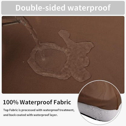 Easy-Going 100% Waterproof Chair Sofa Seat Cushion Slipcovers Couch Cushion Cover Stretch Furniture Protector for Kids, Pets (Chair Cushion, Brown)