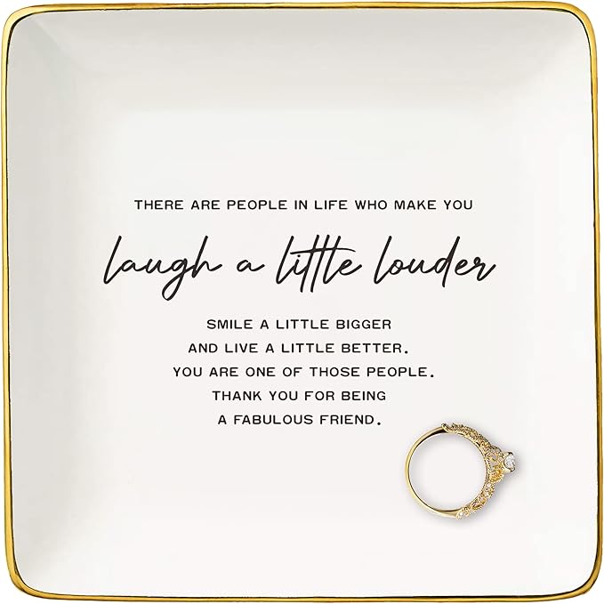 NZY Bff Gifts for Best Friends,Thank You Present for Bestie,Women,Sisters,Friends Appreciate Keepsake-Christmas Gifts-Ceramic Jewelry Tray Trinket Holder Ring Dish-There Are People in Life