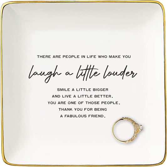 NZY Bff Gifts for Best Friends,Thank You Present for Bestie,Women,Sisters,Friends Appreciate Keepsake-Christmas Gifts-Ceramic Jewelry Tray Trinket Holder Ring Dish-There Are People in Life