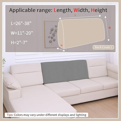 hyha Waterproof Couch Cushion Covers, Waterproof Sectional Couch Covers for Cushion Sofa for Pets, Stretch Sofa Slipcover Washable with Elastic Bottom(Back Cover L, Grey)
