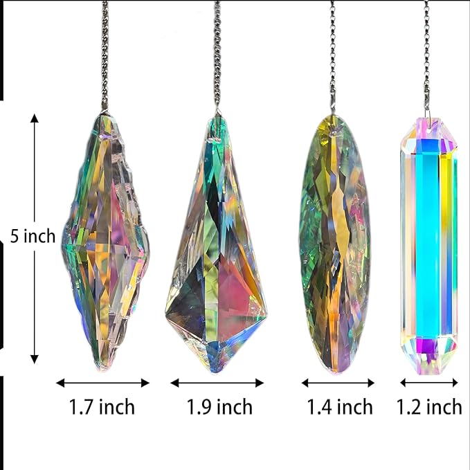 4PCS Crystal Sun Catchers Prisms for Windows Hanging Crystal Prisms Rainbow Maker Window Garden Fantasy Aesthetic Home Decor -AB Color Prism Suncatcher