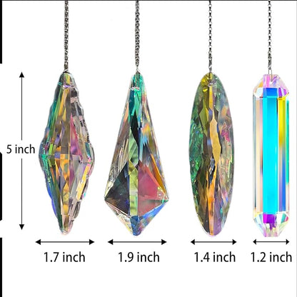 4PCS Crystal Sun Catchers Prisms for Windows Hanging Crystal Prisms Rainbow Maker Window Garden Fantasy Aesthetic Home Decor -AB Color Prism Suncatcher