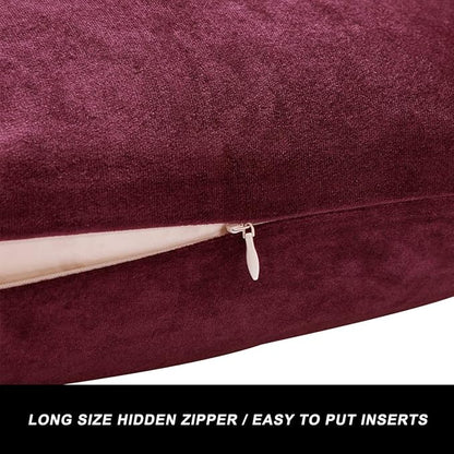 GIGIZAZA Burgundy Pillow Covers 22x22: Pack of 2 Throw Pillows Soft Solid Covers - Velvet Decorative Couch Big Cushion Covers Used for Chrismas Room Decor,Living Room,Bedroom,Sofa