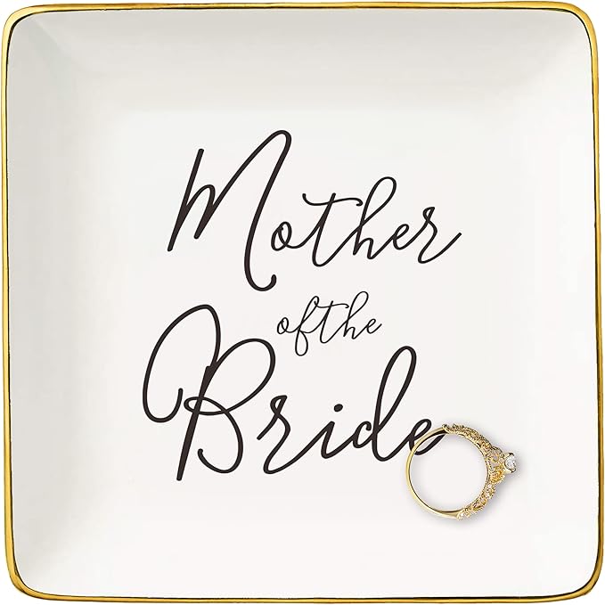 NZY Mother of the Bride Gifts from Bride,Mom Appreciate Gifts-Bridal Shower Gifts for Mother,Wedding Gifts for Mom from Daughter-Thank You Gift for Mom-Ceramic Jewelry Tray Trinket Holder Ring Dish