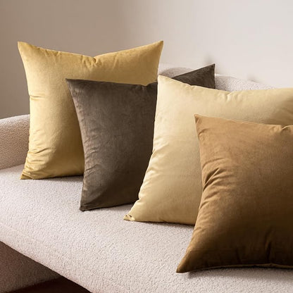 MIULEE Velvet Throw Pillow Covers 24x24 Inch, Pack of 2 - Dark Coffee, Super Soft Decorative Square Euro Cushion Cases Modern Luxury Home Decor for Bed,Bedroom, Sofa,Couch