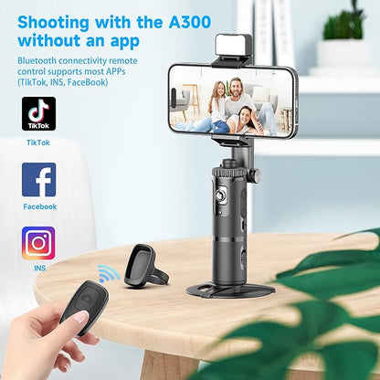 Auto Face Tracking Tripod 360° Rotating Auto Tracking Phone Holder with Remote and Gesture Control,No App, for Live Video Recording Tiktok Live Vlog Streaming Video,Rechargeable Battery